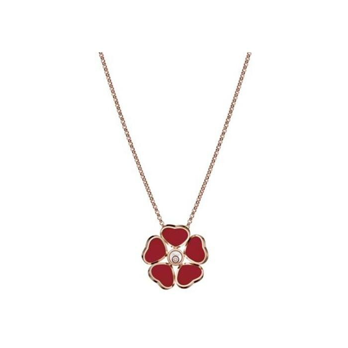 Collier Chopard Happy Hearts Flowers en or rose et diamant 