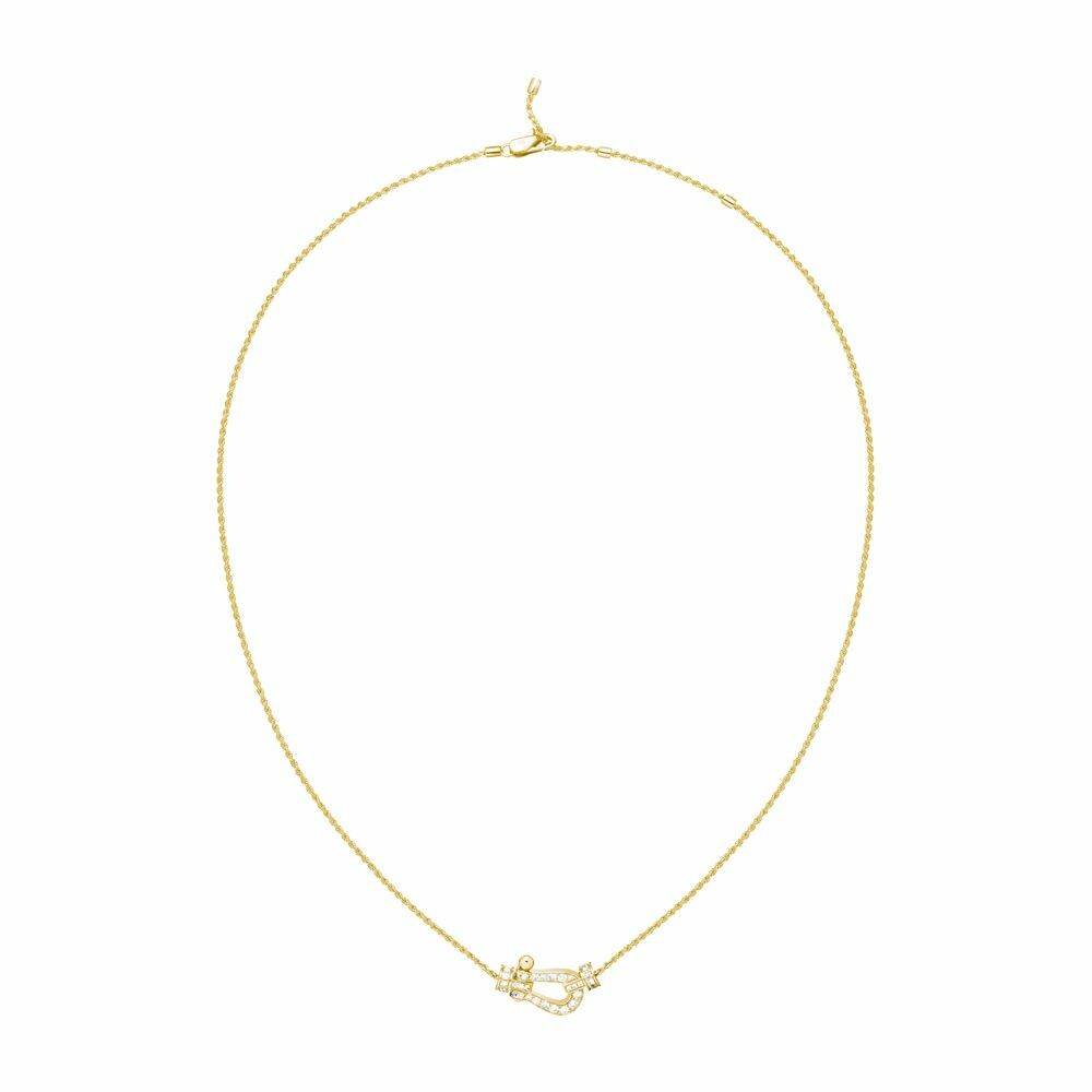 Collier moyen modèle FRED Force 10 en or jaune et diamants vue 2