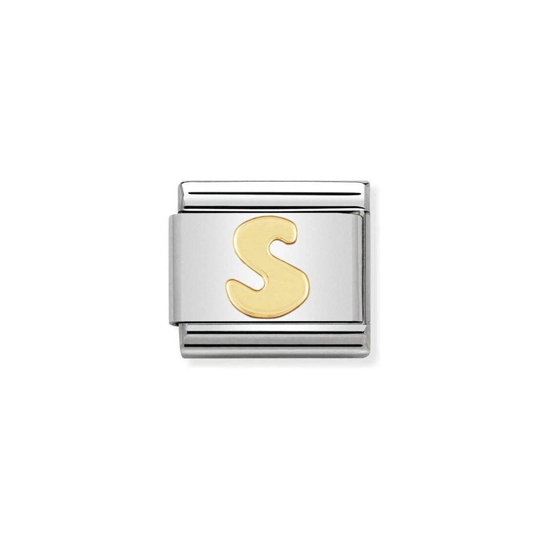 Charms Nomination Italy Composable Lettres en acier et or jaune, S