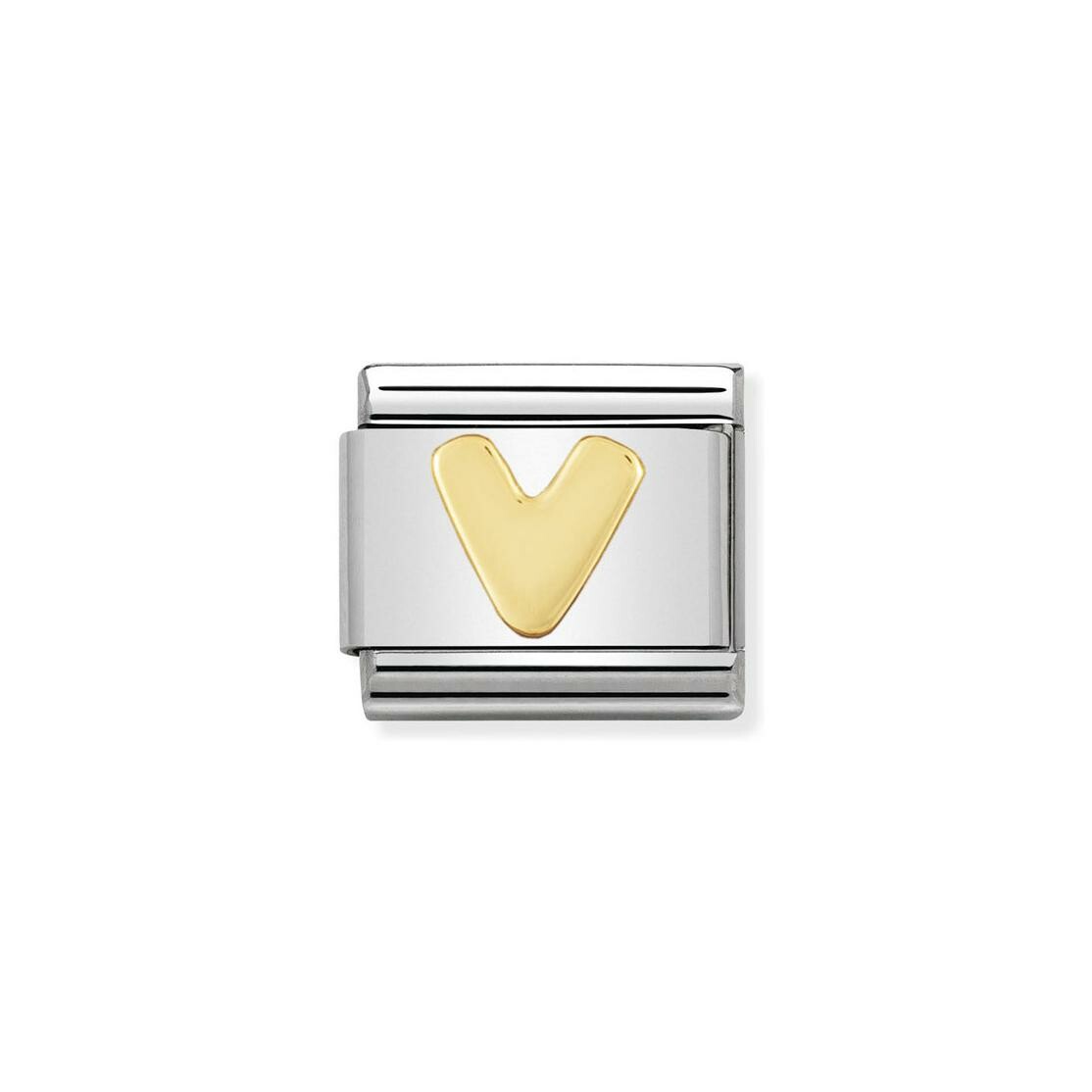 Charms Nomination Italy Composable Lettres en acier et or jaune, V
