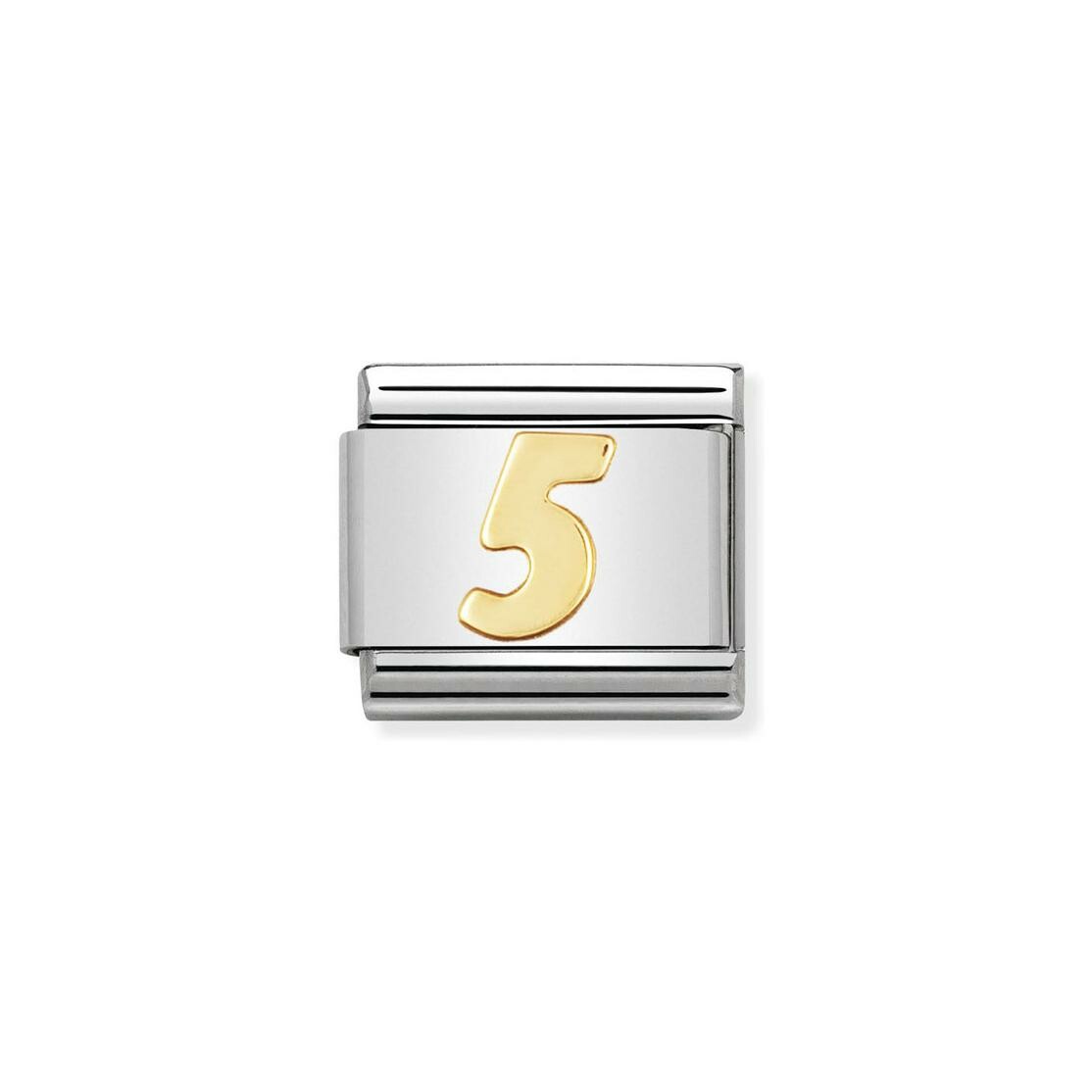 Charms Nomination Italy Composable Chiffres en acier et or jaune, 5
