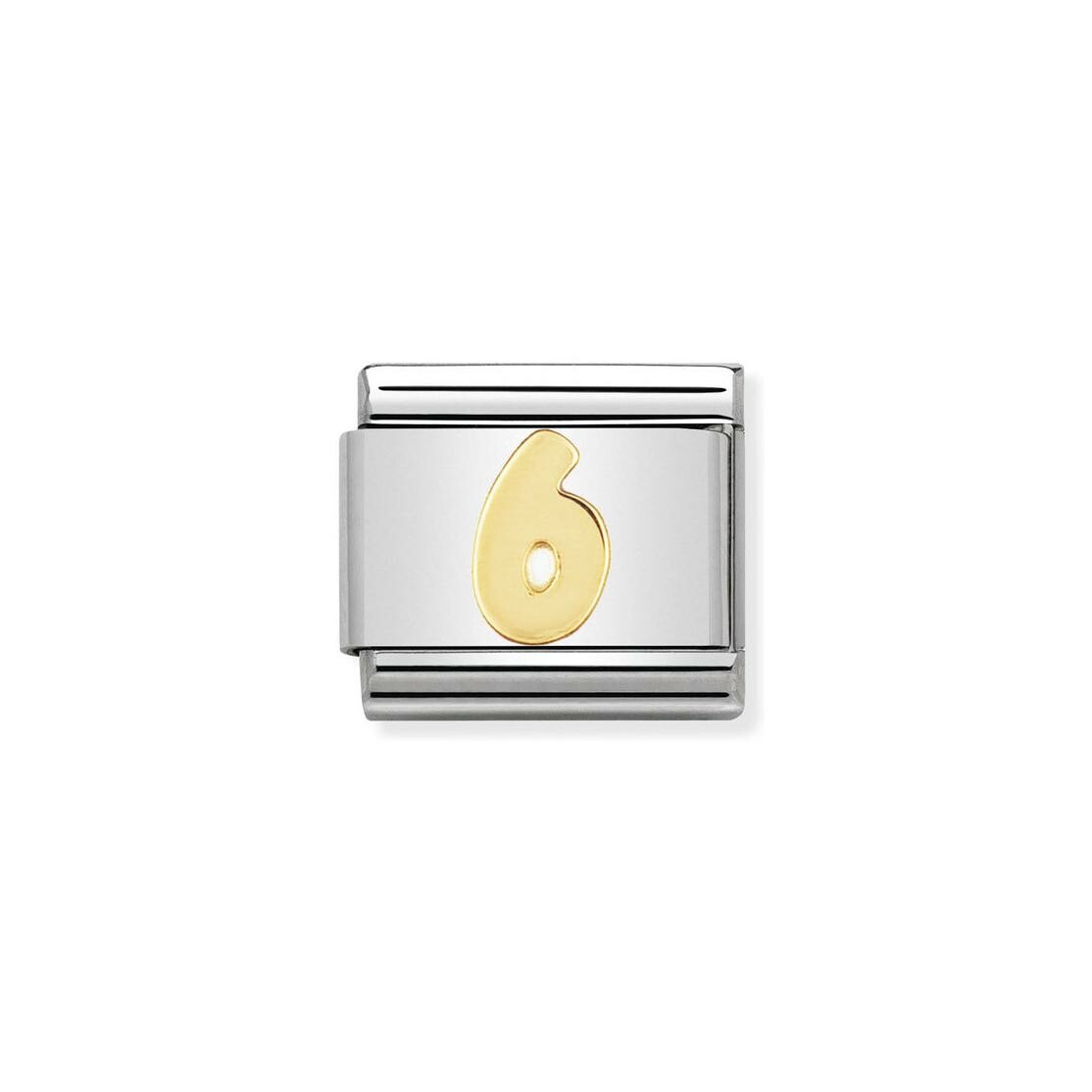 Charms Nomination Italy Composable Chiffres en acier et or jaune, 6