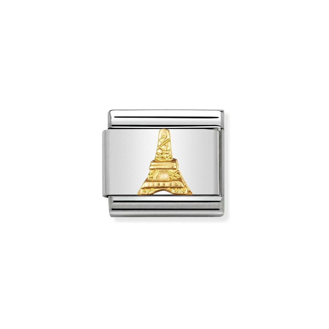 Charms Nomination Italy Composable Monuments Relief en acier et or jaune, Tour Eiffel