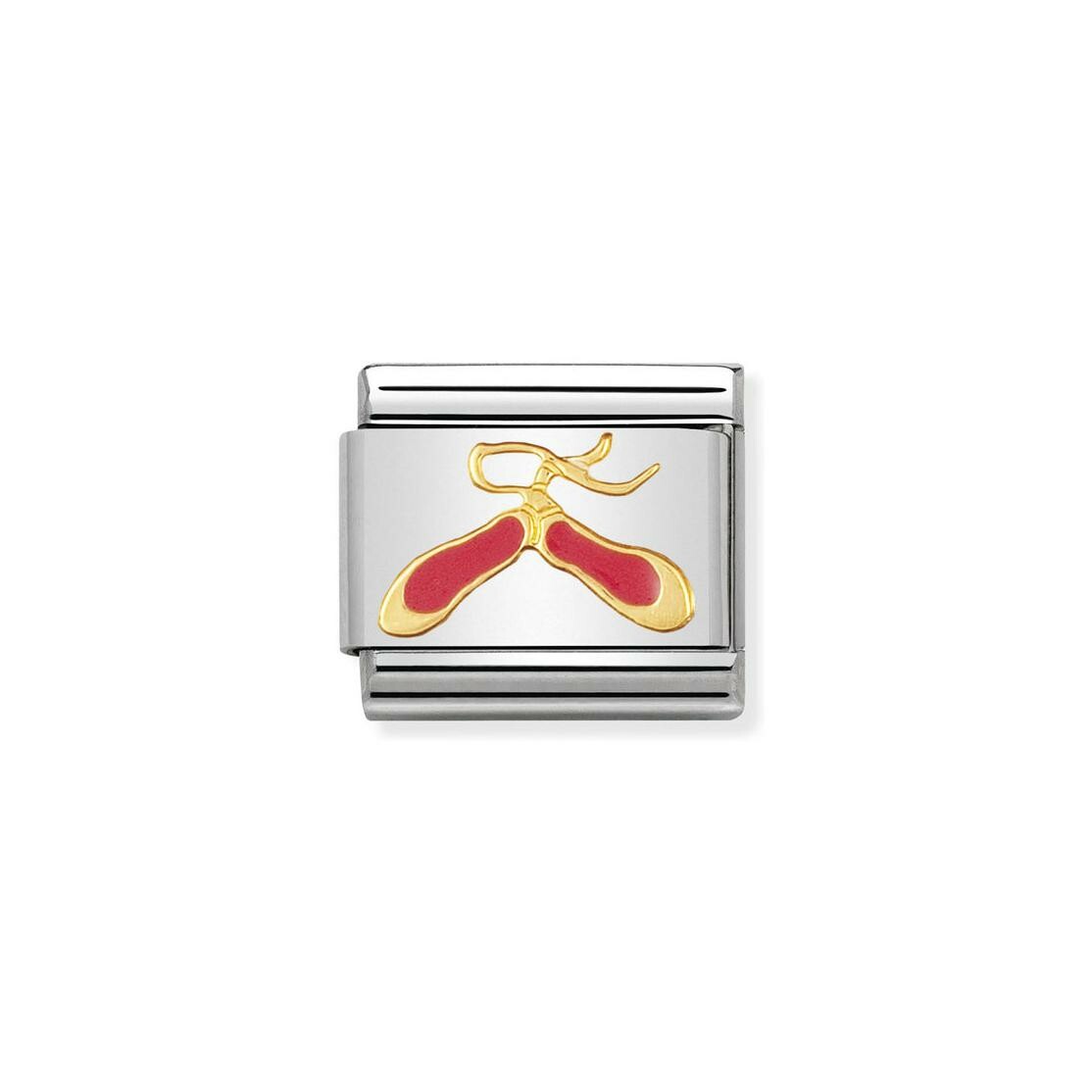 Charms Nomination Italy Composable Daily Life en acier et or jaune, émail, Chausson Rose