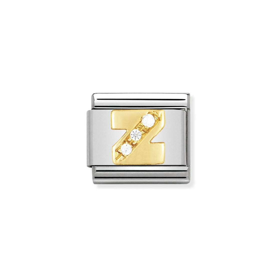 Charms Nomination Italy Composable Lettres en acier, or jaune et zircon, Z