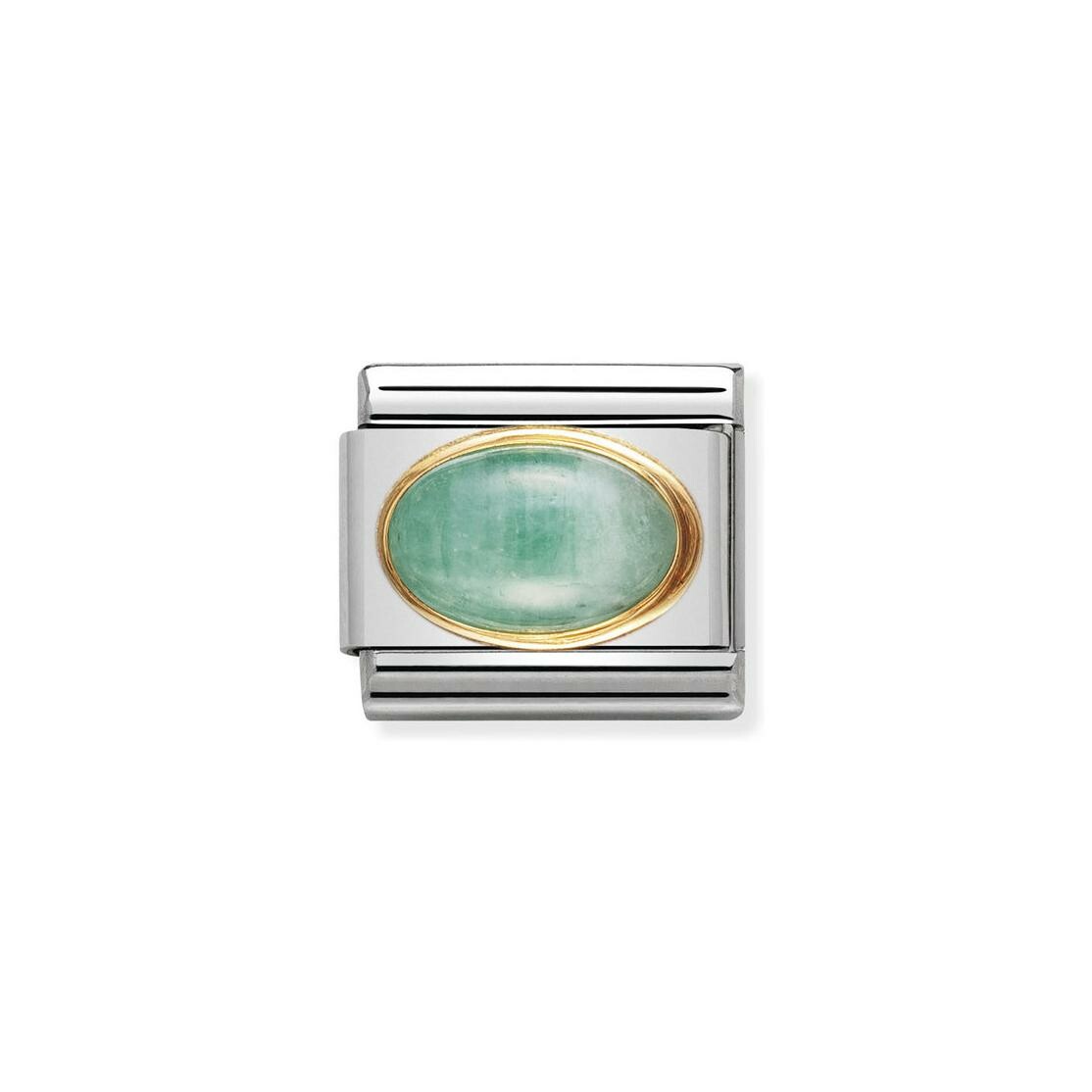 Charms Nomination Italy Composable Pierres en acier, or jaune, Emeraude