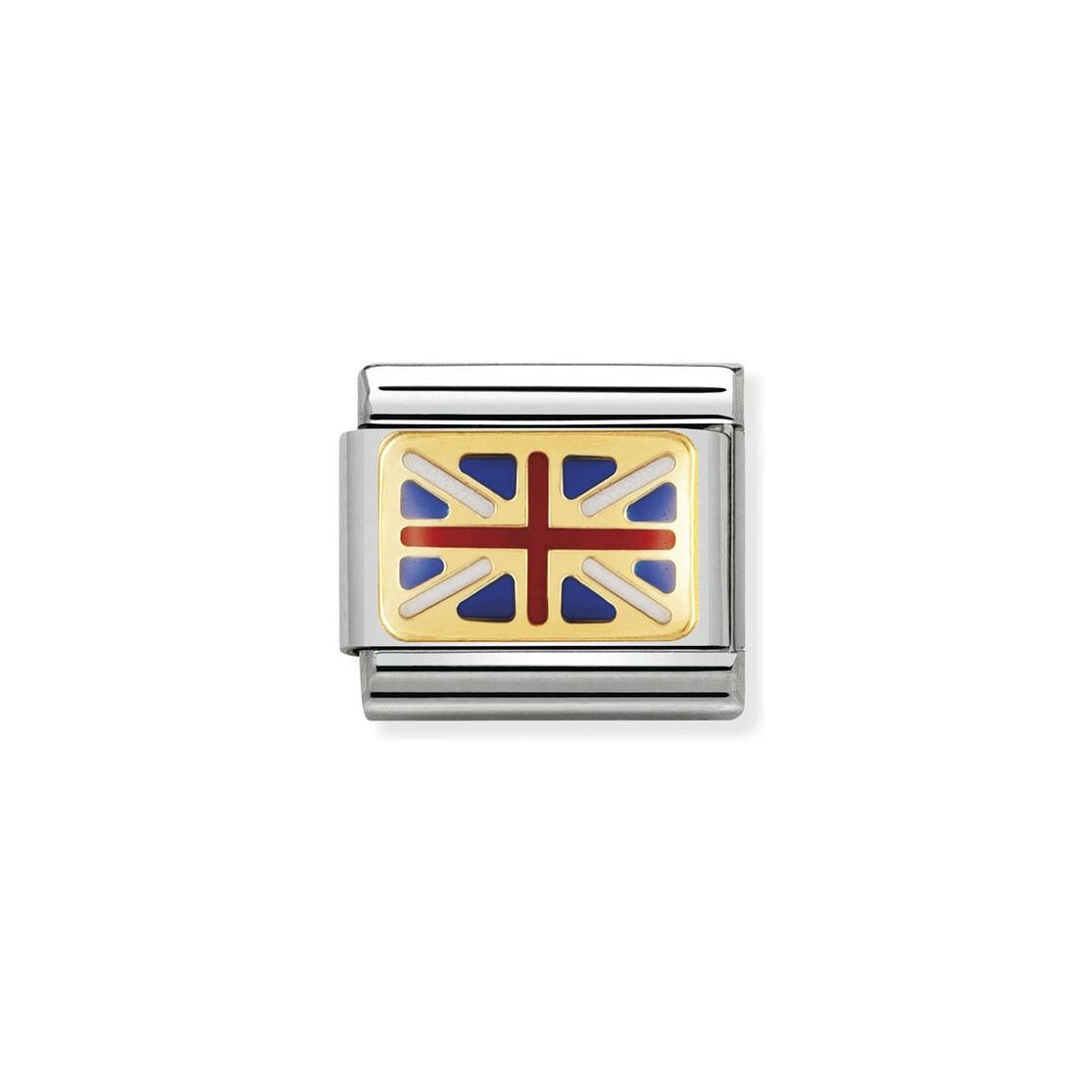 Charms Nomination Italy Composable Drapeau en acier et or jaune, émail, Grande Bretagne