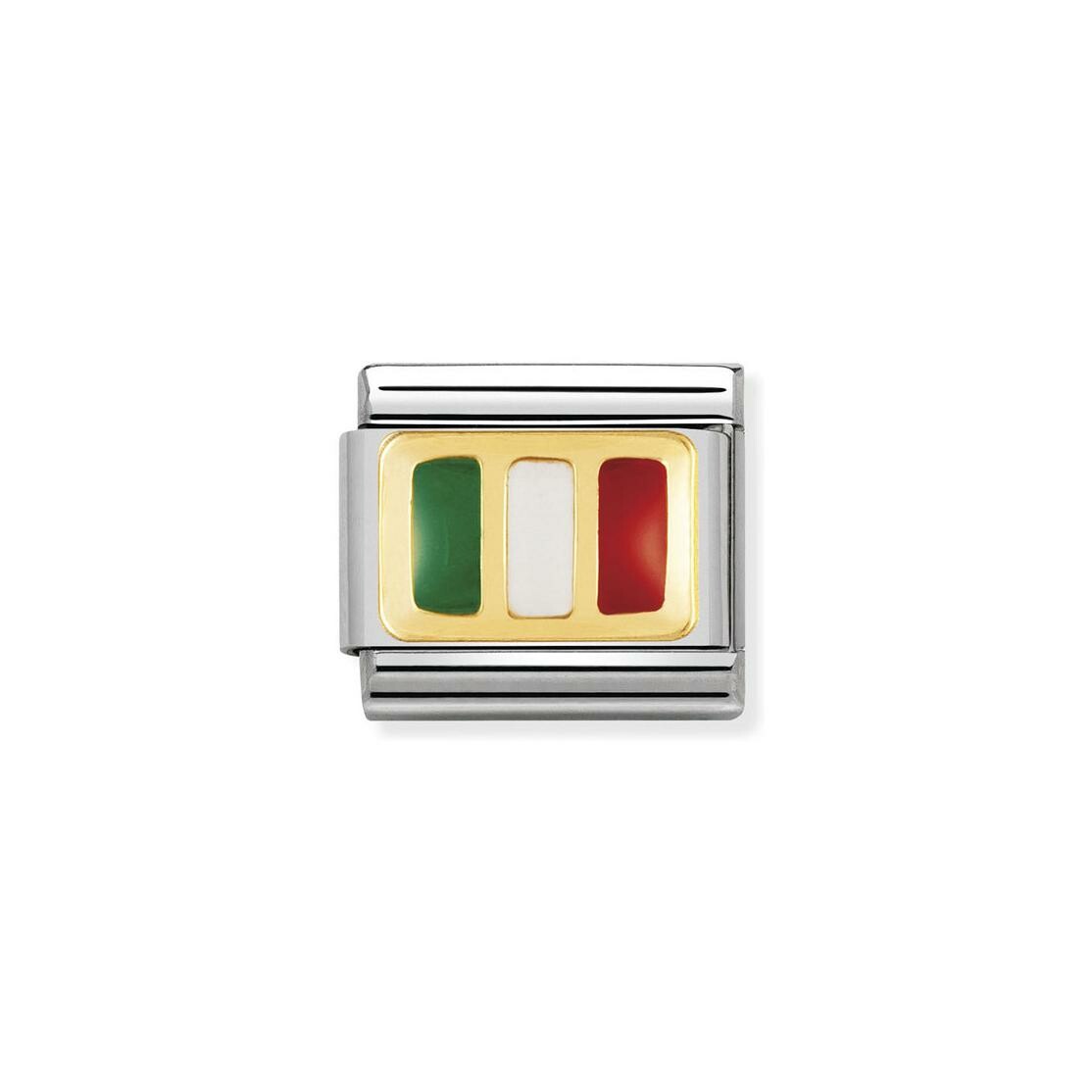 Charms Nomination Italy Composable Drapeau en acier et or jaune, émail, Italie