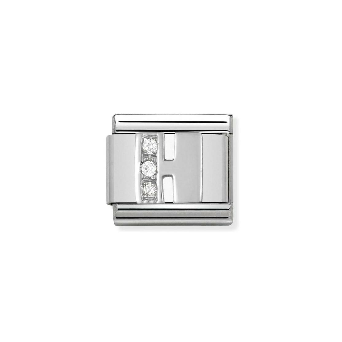 Charms Nomination Italy Composable Alphabet en acier, argent et zircon, H
