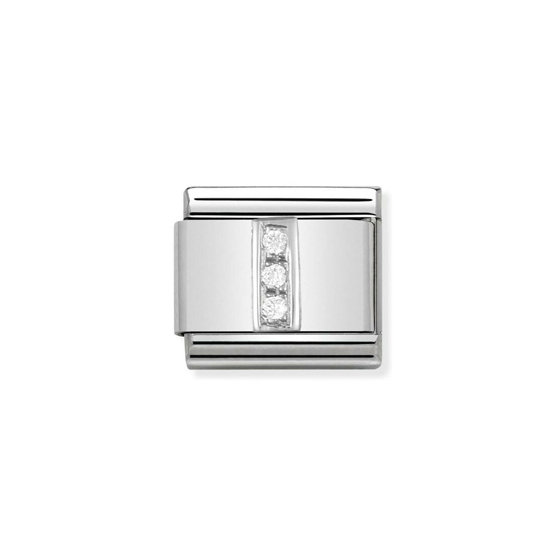 Charms Nomination Italy Composable Alphabet en acier, argent et zircon, I