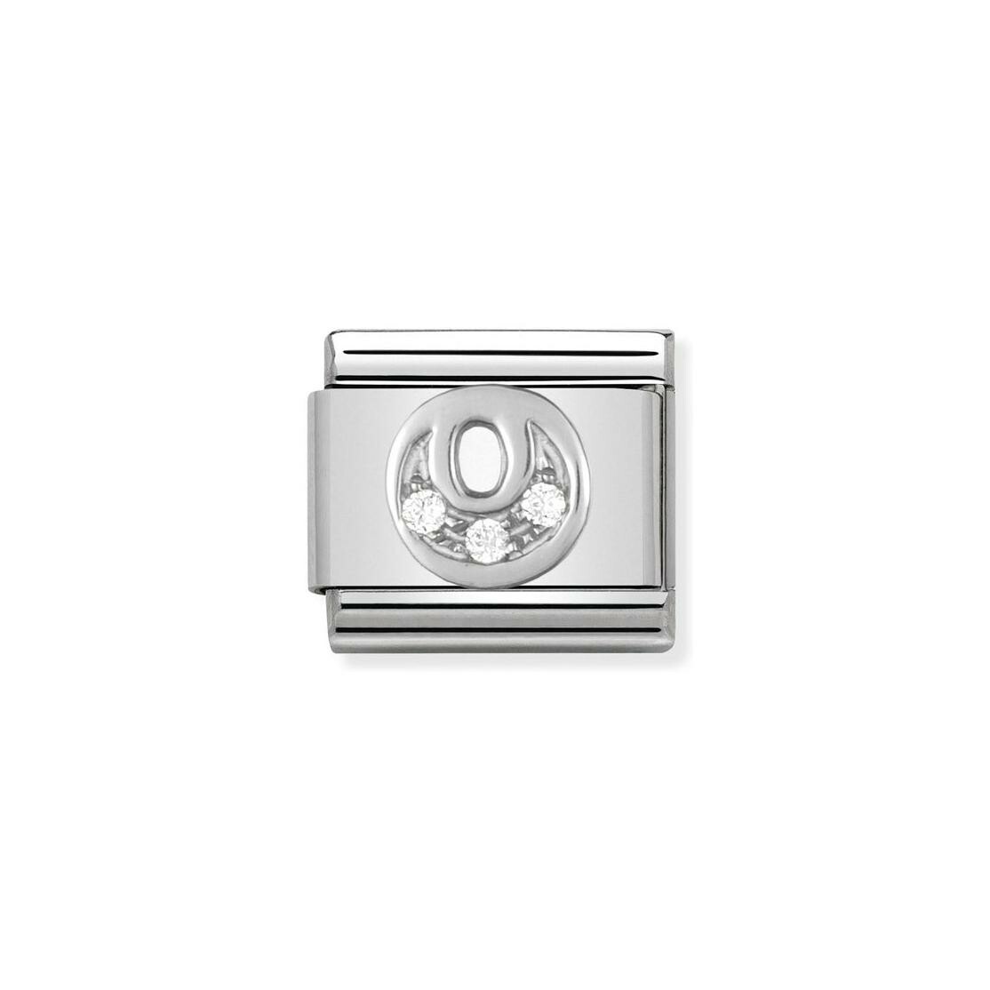 Charms Nomination Italy Composable Alphabet en acier, argent et zircon, O