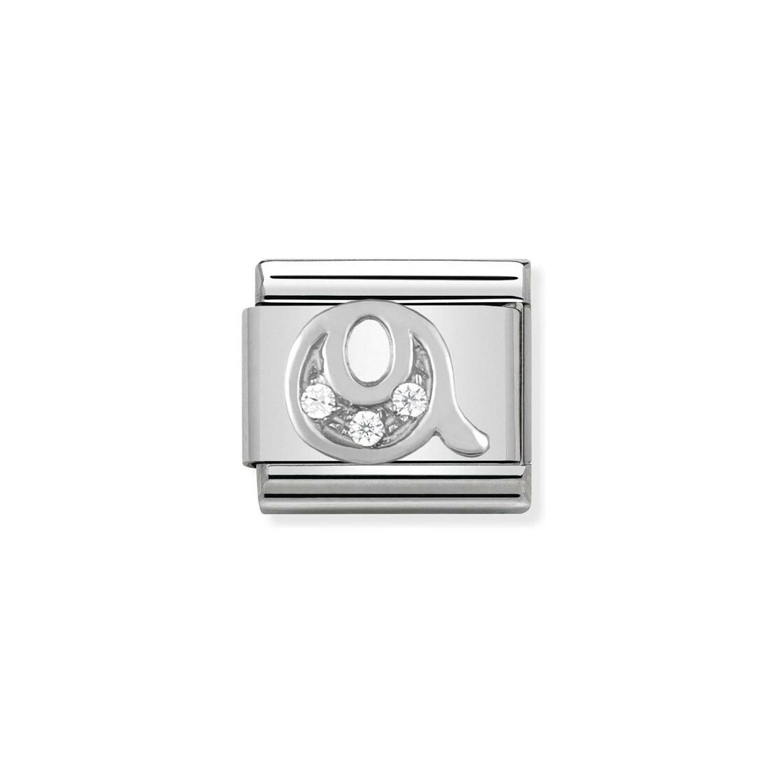 Charms Nomination Italy Composable Alphabet en acier, argent et zircon, Q