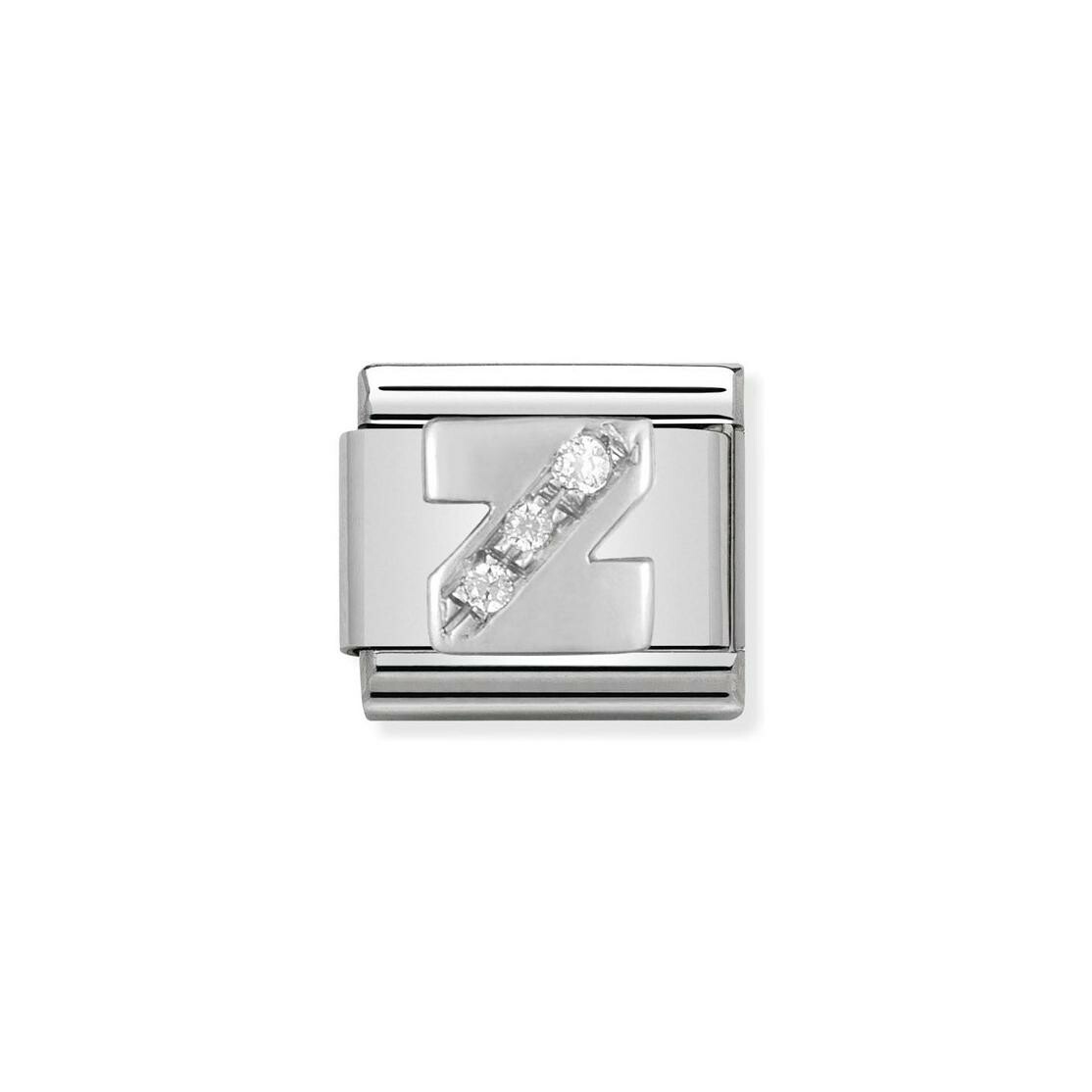 Charms Nomination Italy Composable Alphabet en acier, argent et zircon, Z