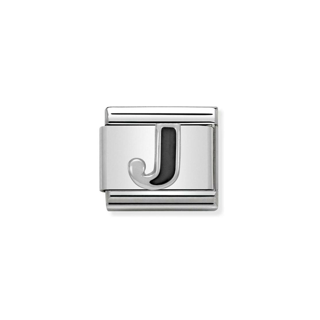 Charms Nomination Italy Composable en acier et argent, émail, J