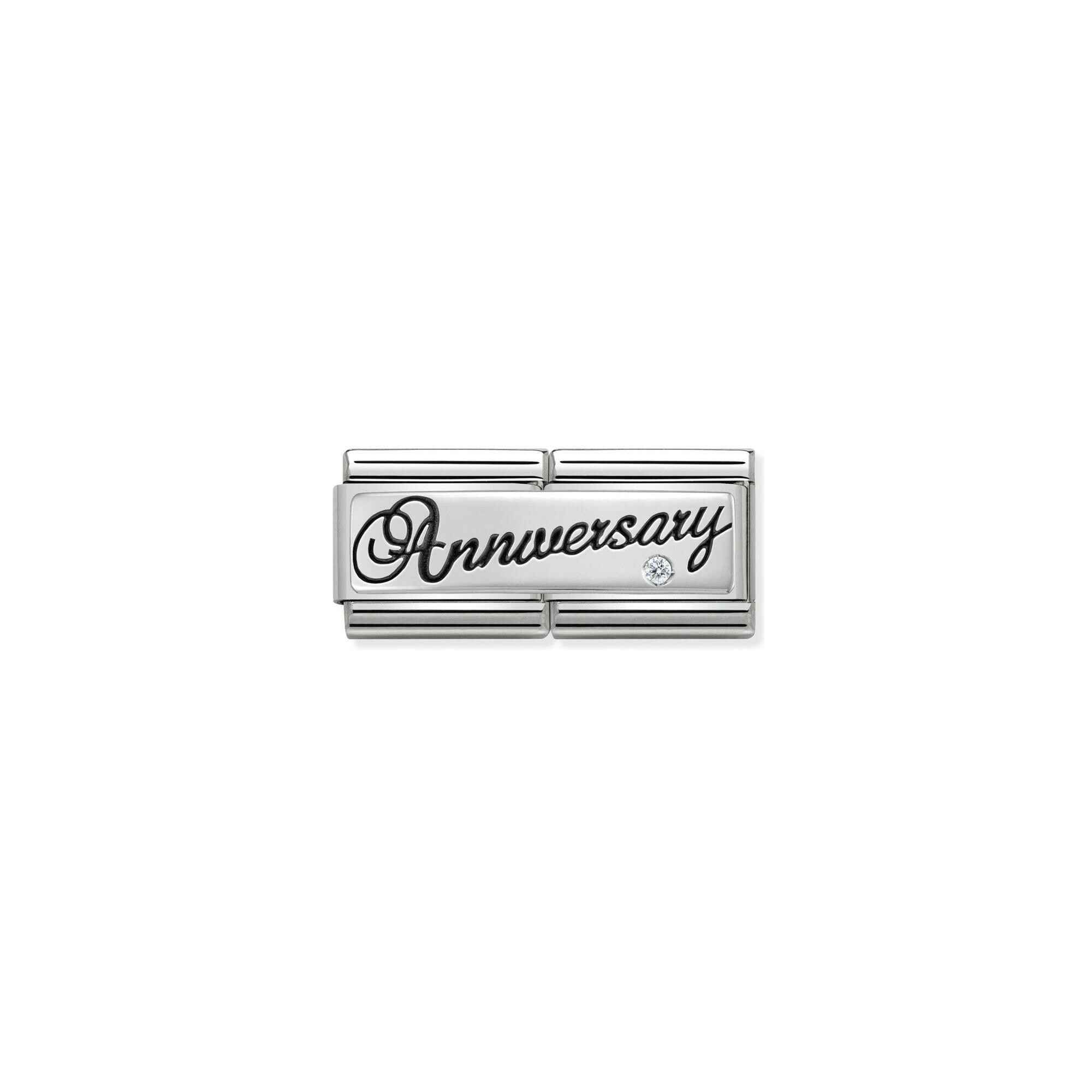 Charms Nomination Italy Composable Double en acier et argent, Anniversaire