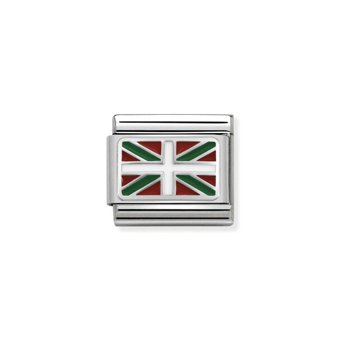 Charms Nomination Italy Composable en acier et argent, émail, Pays Basque