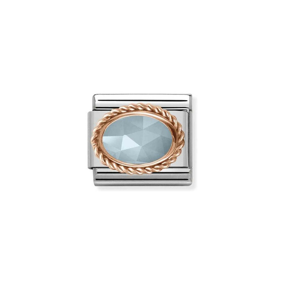 Charms Nomination Italy Composable Pierre en acier, or rose et aigue-marine