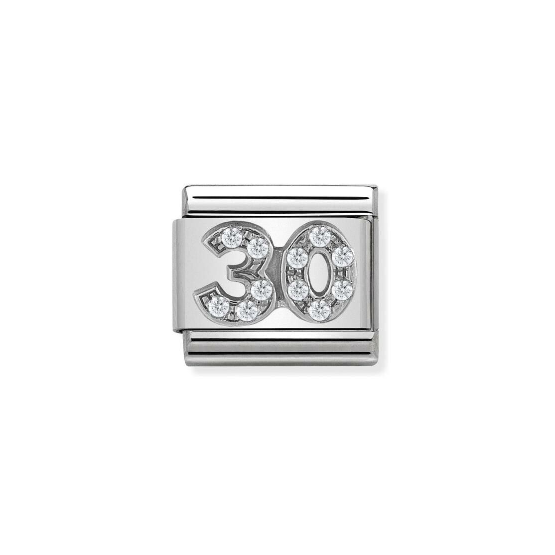 Charms Nomination Italy Composable Classic en acier, argent et zircon, 30