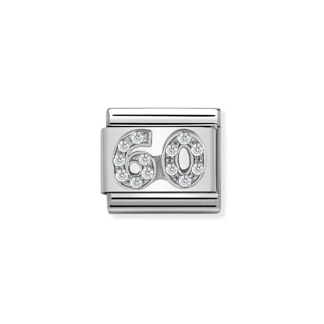 Charms Nomination Italy Composable Classic en acier, argent et zircon, 60