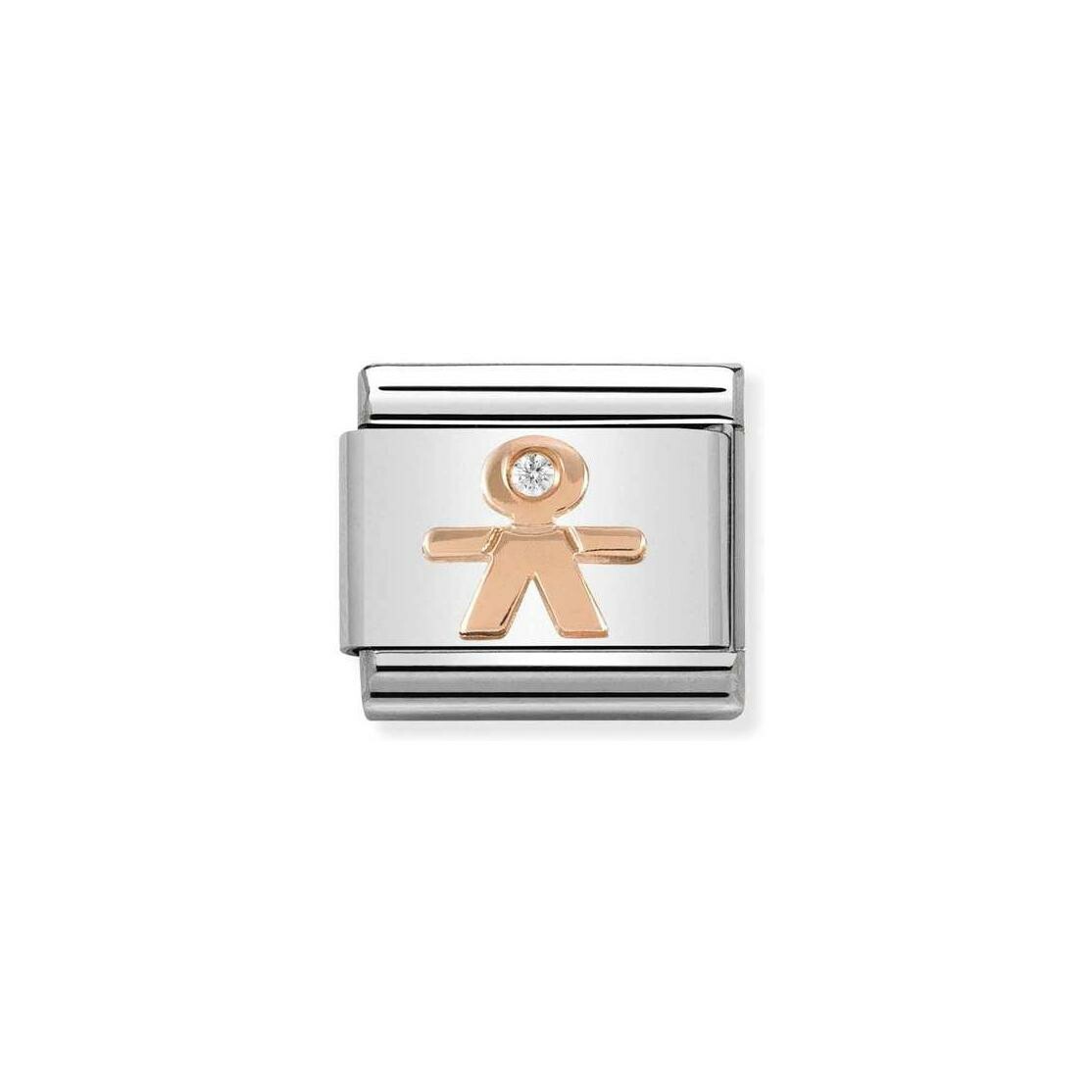 Charms Nomination Italy Composable Symboles en acier, or rose et zircon, Gamin