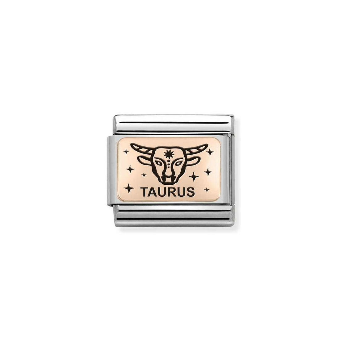 Charms Nomination Italy Composable Zodiaque en acier et or rose, Taureau