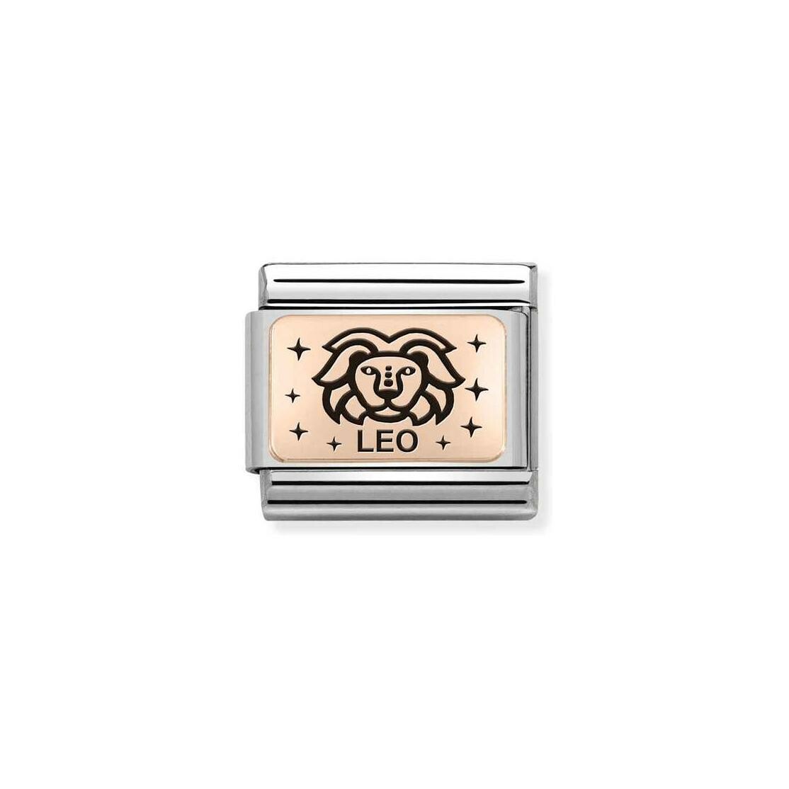Charms Nomination Italy Composable Zodiaque en acier et or rose, Lion