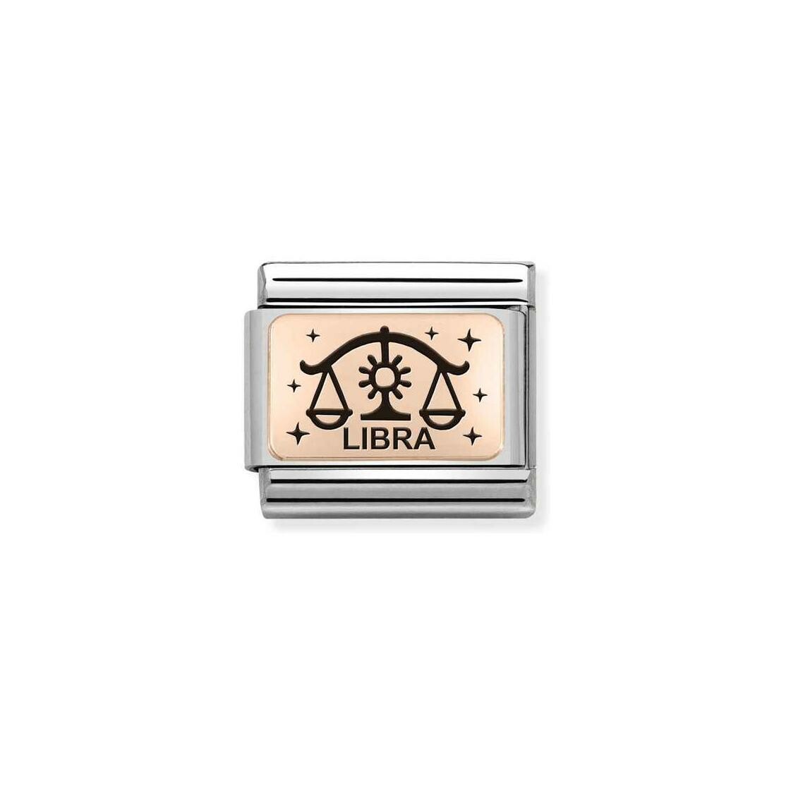 Charms Nomination Italy Composable Zodiaque en acier et or rose, Balance