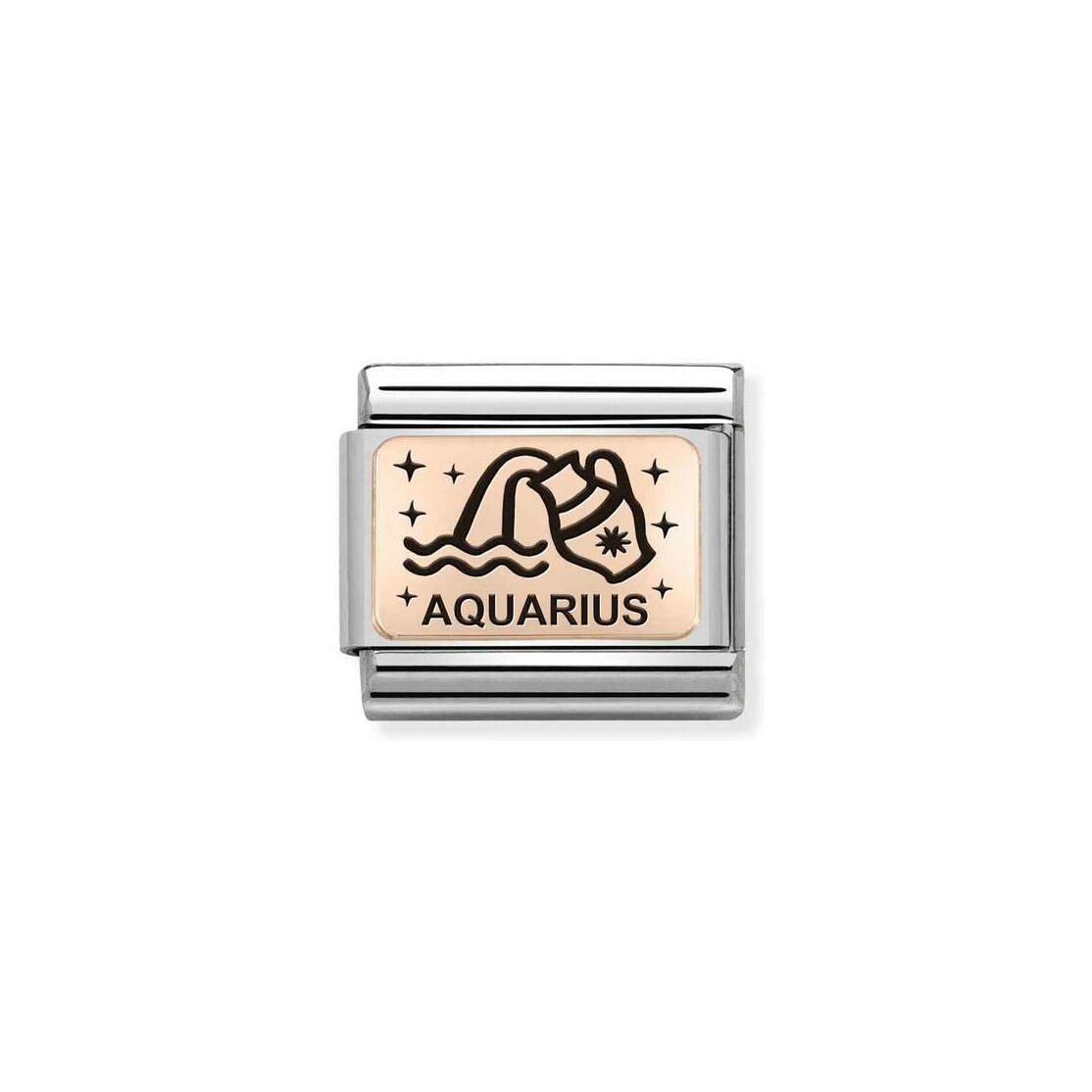 Charms Nomination Italy Composable Zodiaque en acier et or rose, Verseau