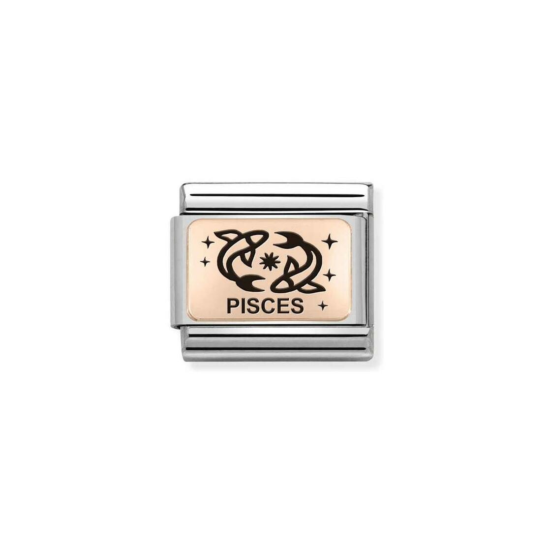 Charms Nomination Italy Composable Zodiaque en acier et or rose, Poissons