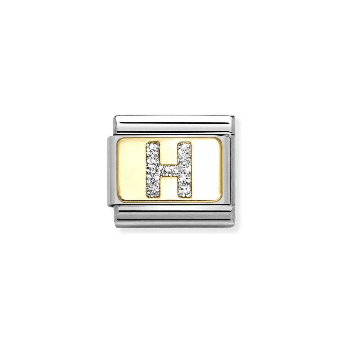 Charms Nomination Italy Composable Alphabet en acier, or jaune et émail, H