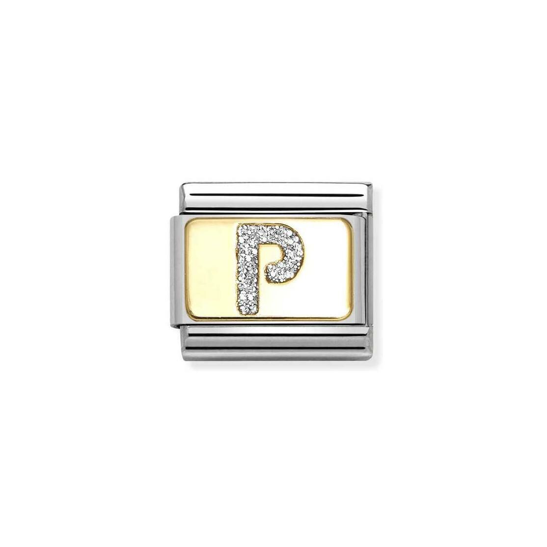 Charms Nomination Italy Composable Alphabet en acier, or jaune et émail, P