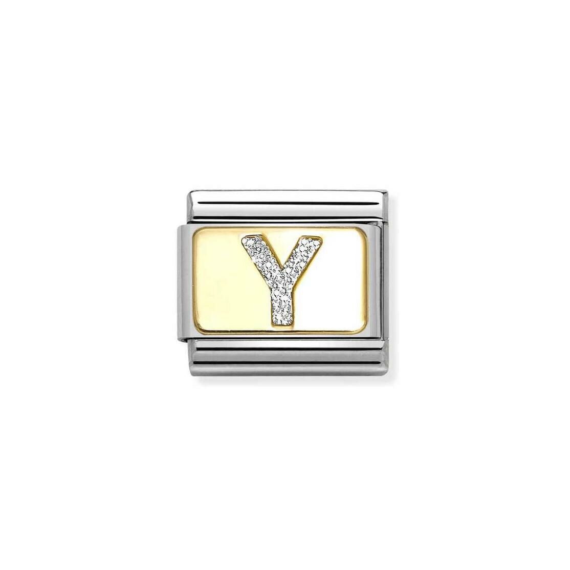 Charms Nomination Italy Composable Alphabet en acier, or jaune et émail, Y