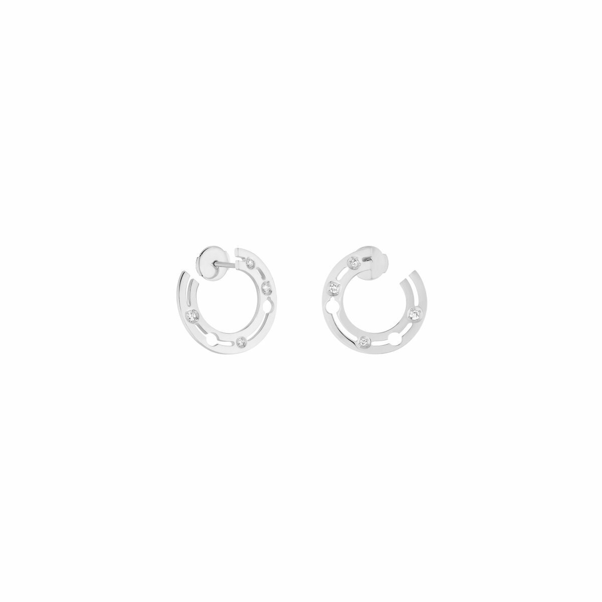 Boucles d'oreilles créoles Pulse dinh van en or blanc et diamants vue 1