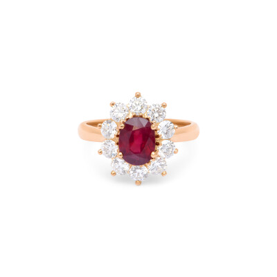 Bague Daisy en or jaune, rubis et diamants vue 2