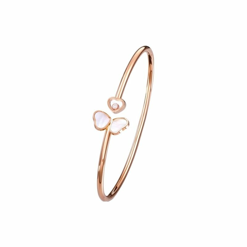 Chopard Happy Hearts Rose Gold White Bracelet 85A086-5031 | Mappin and Webb