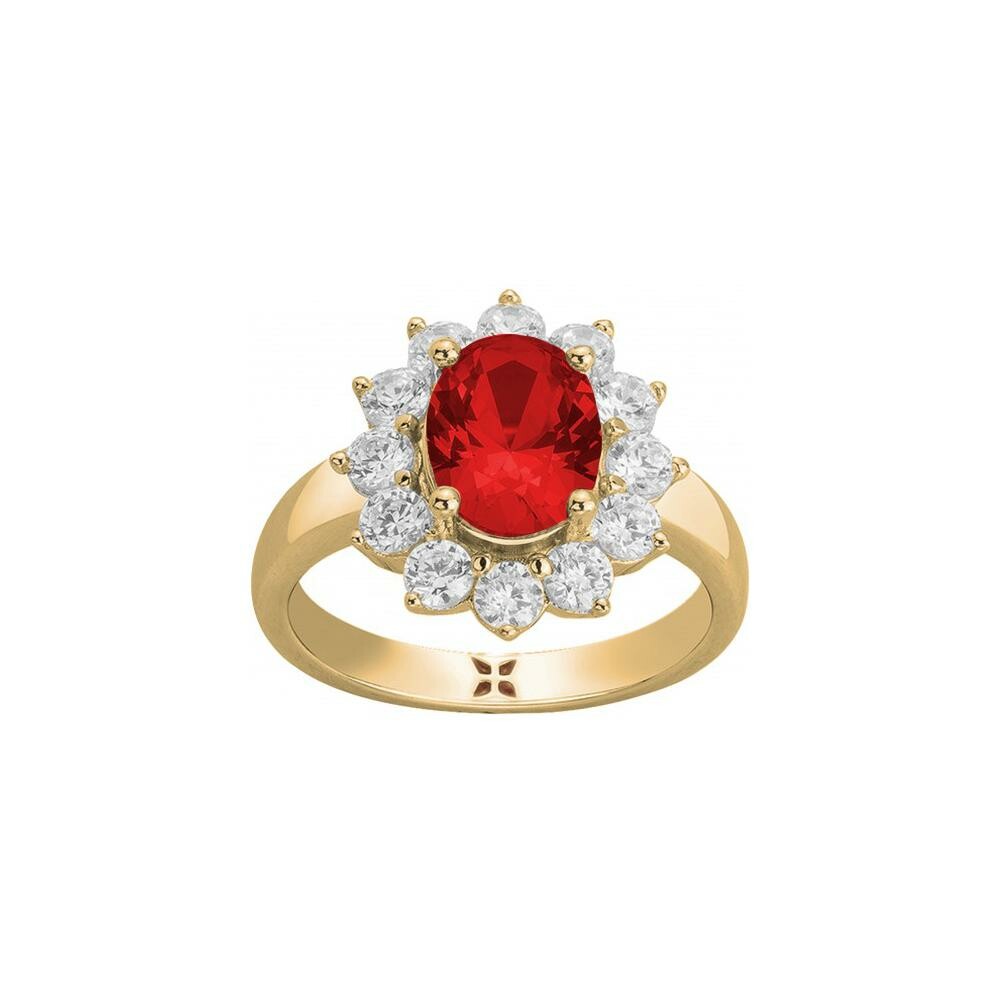 Bague Griffe Rouge en plaqué or jaune, oxyde coloré rouge et oxyde de zirconium