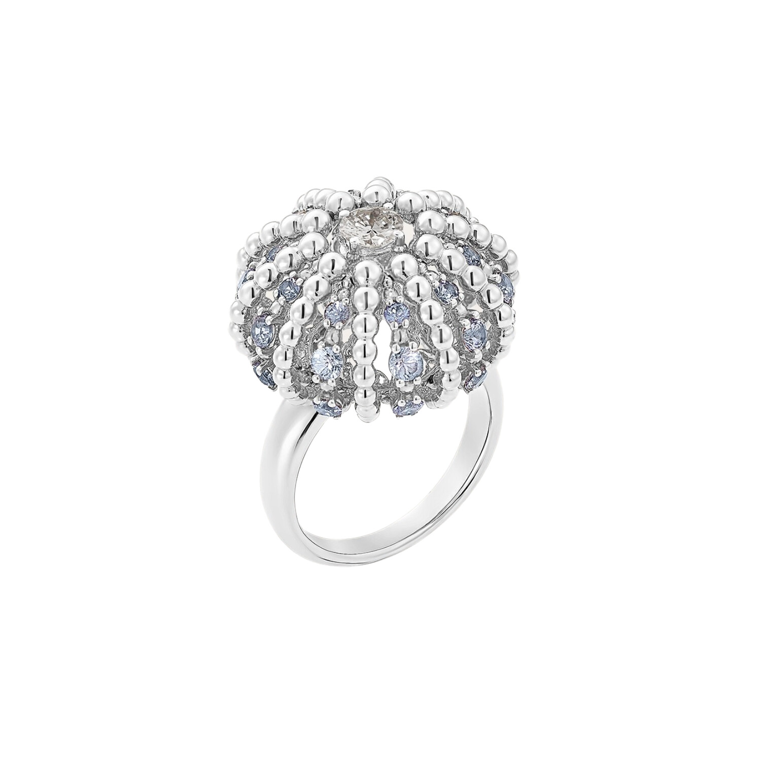 Purchase Barth Monte-Carlo Oursin ring, white gold, sapphires and diamonds