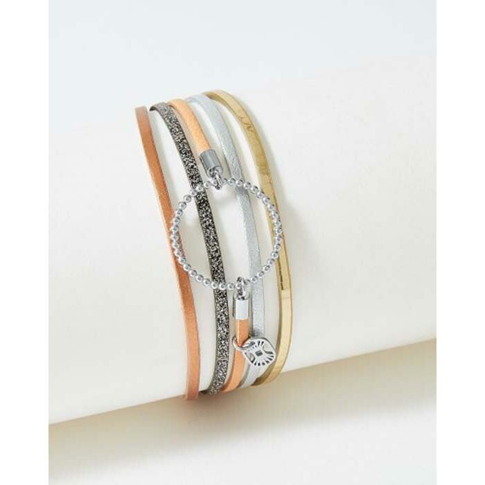Bracelet FlowersforZoé ANNABELLE en acier et cuir, T1