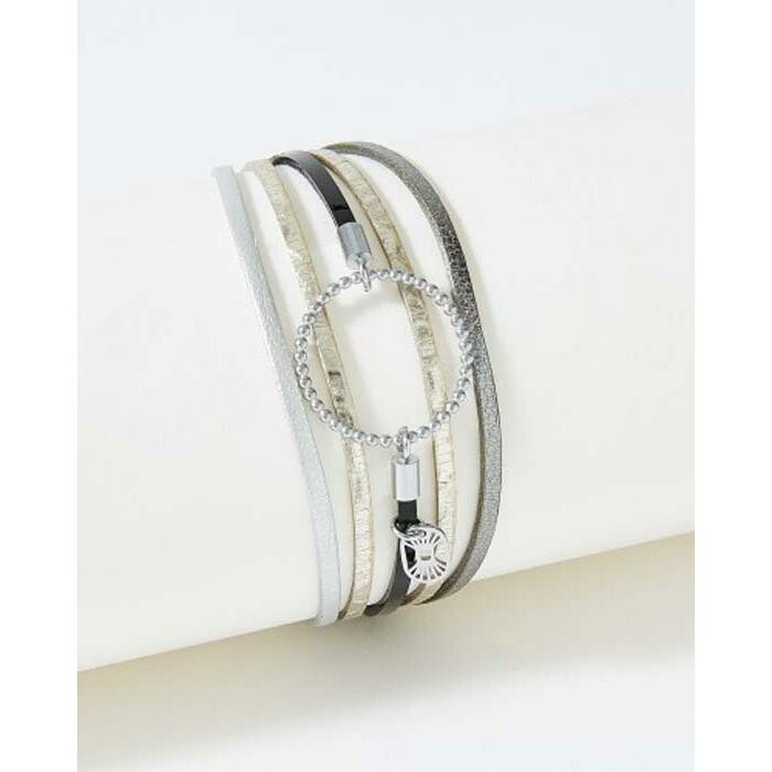 Bracelet FlowersforZoé ANNABELLE en acier et cuir, T1