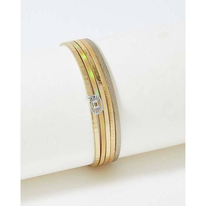 Bracelet FlowersforZoé ARTISTE en acier et cuir, T1