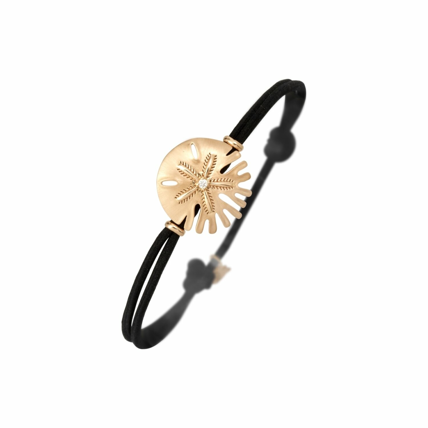 Bracelet Sandola sur cordon en or rose et diamant vue 1