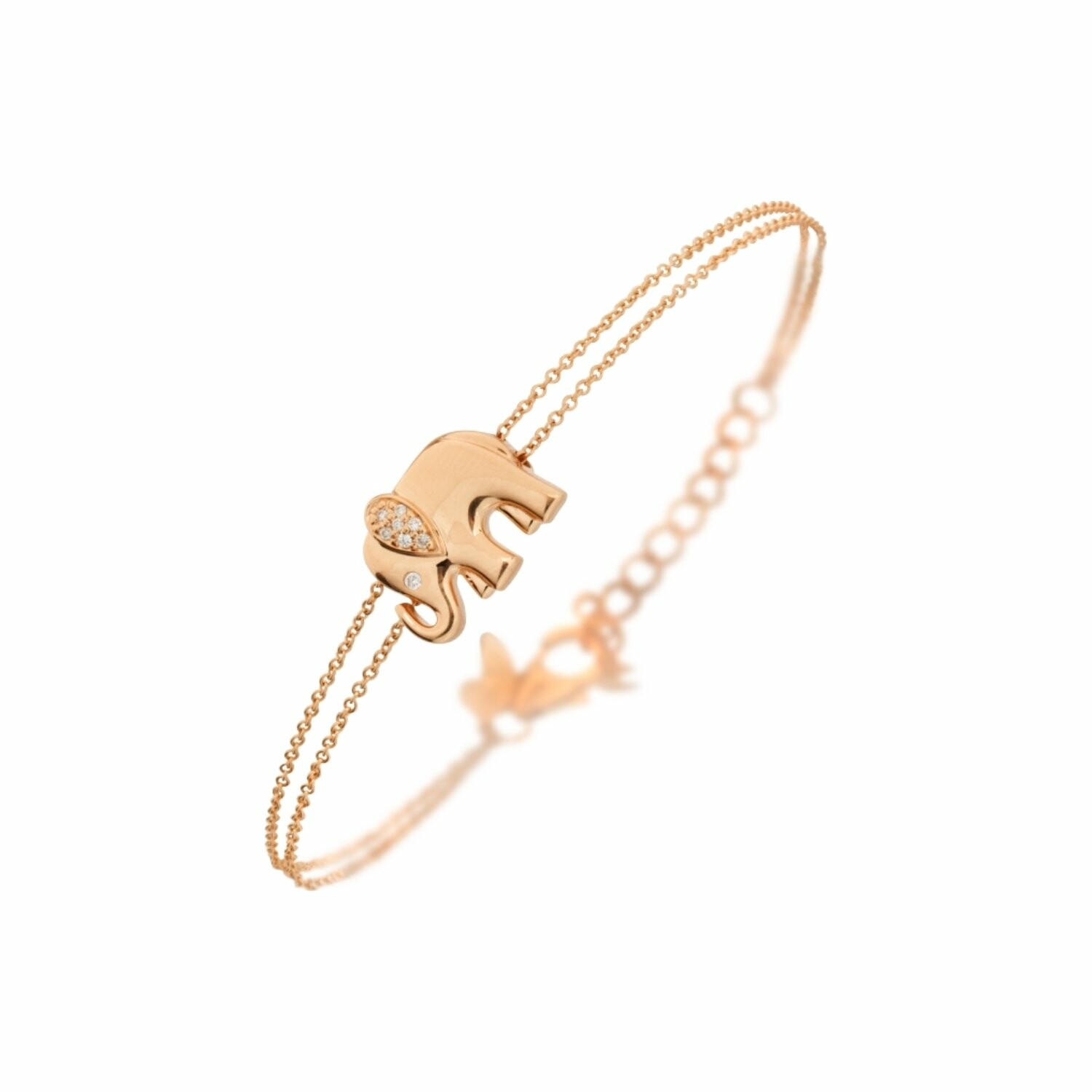 Bracelet Baby éléphants en or rose et diamants vue 1