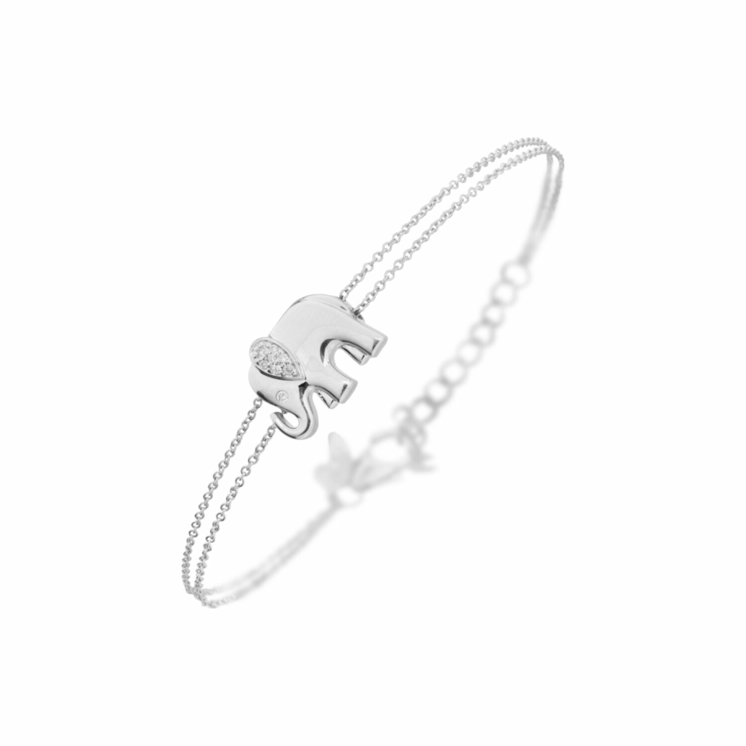 Bracelet Baby éléphants en or gris et diamants vue 1