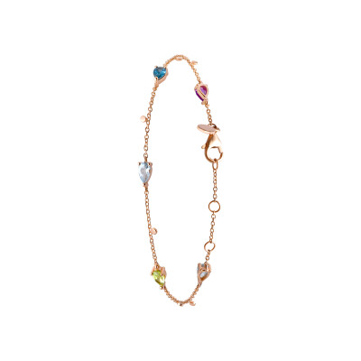 Bracelet India en or rose, pierres de couleurs vue 1
