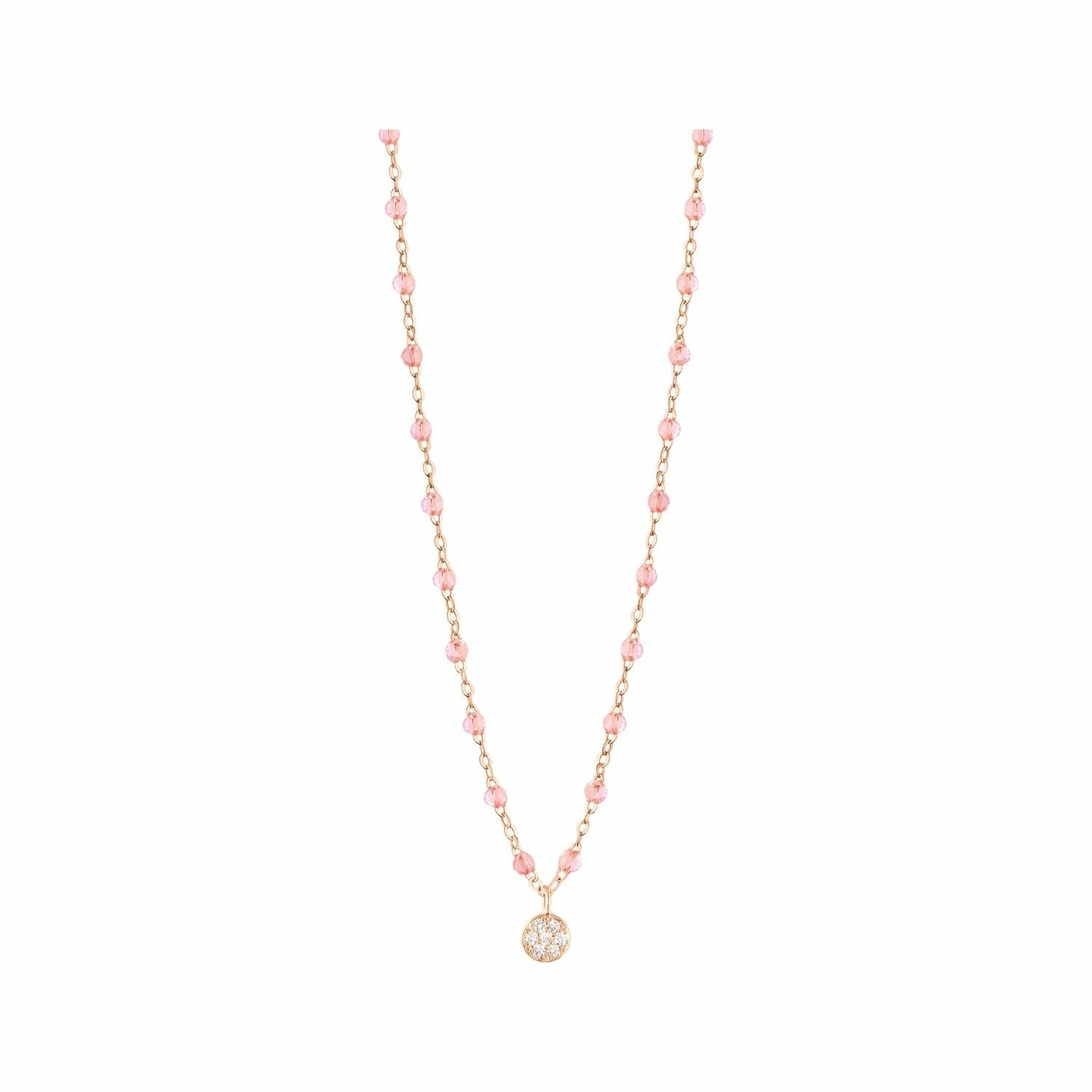 Collier Gigi Clozeau Puce en or rose, diamants et résine rosée, taille 42cm 