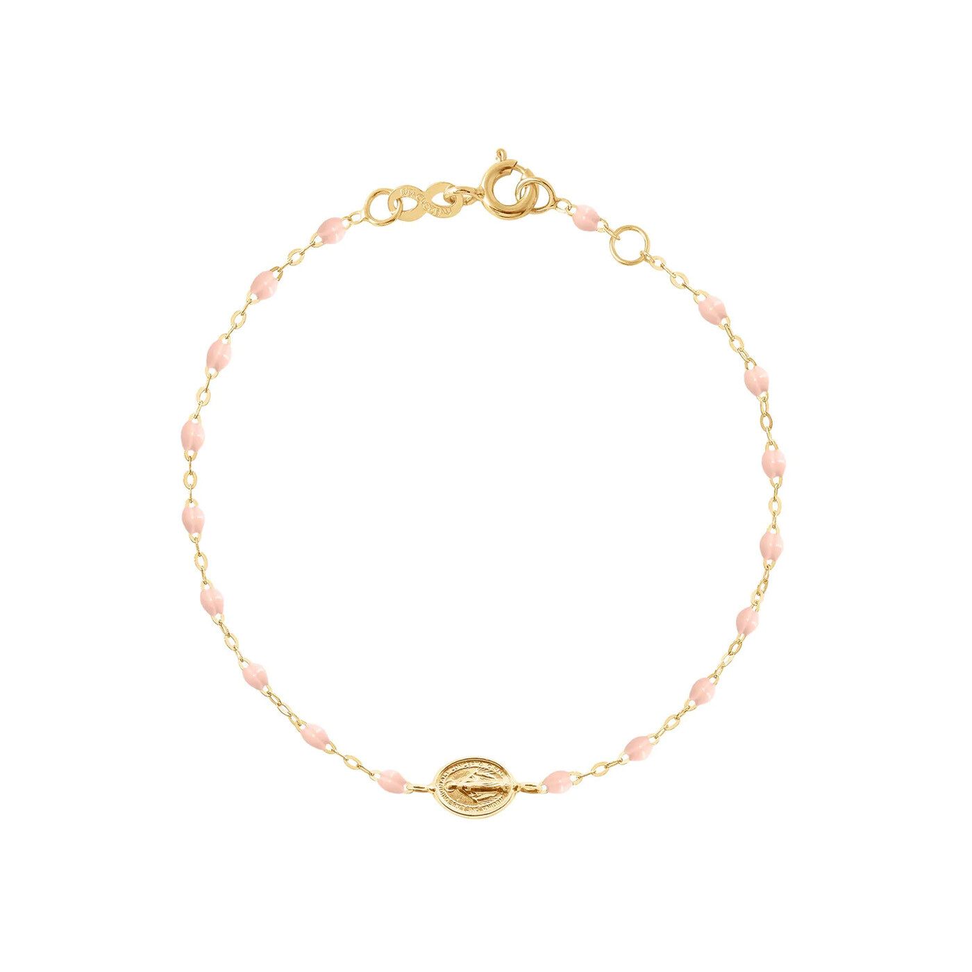Bracelet Gigi Clozeau Madone en or jaune et résine rose bébé, taille 17cm