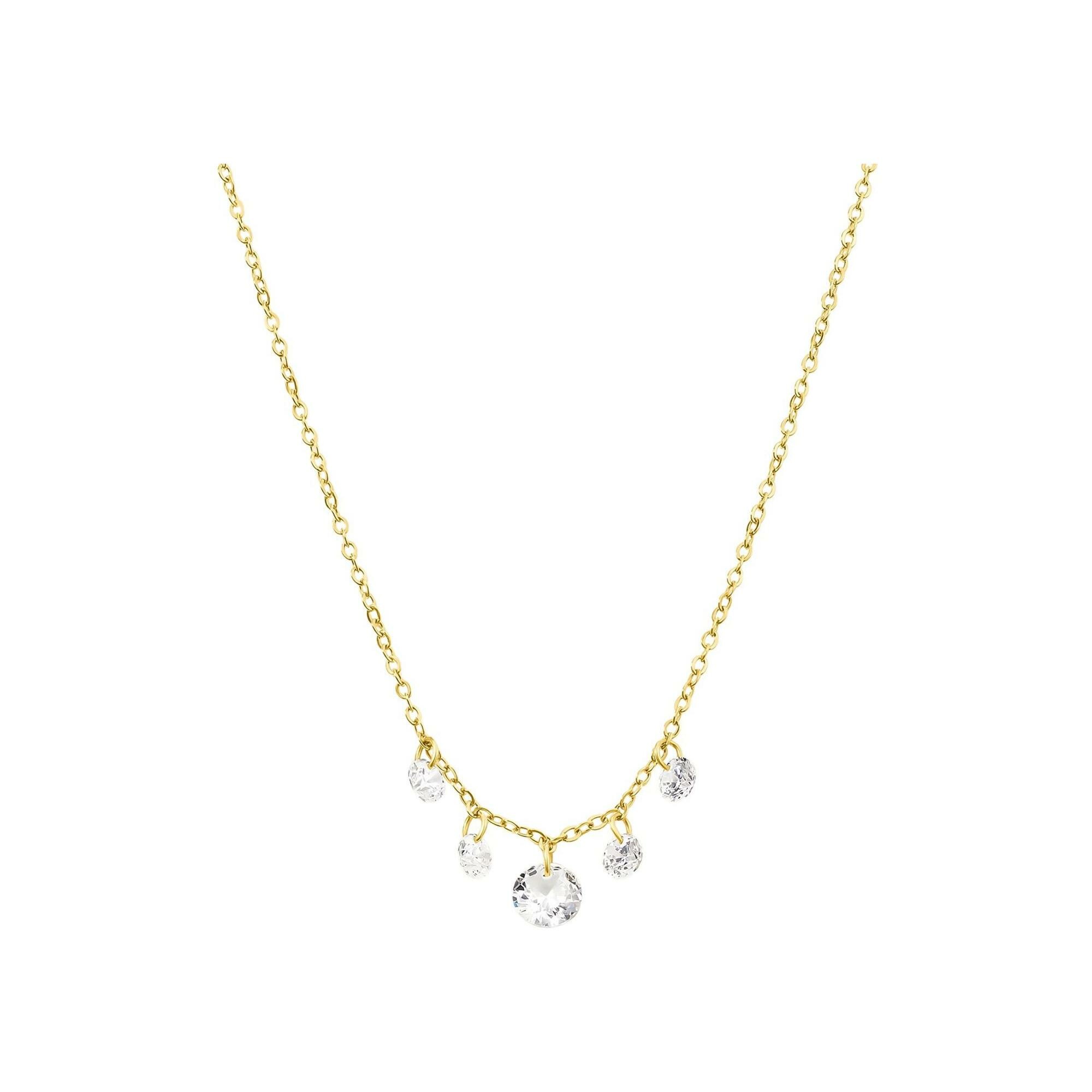 Collier Clyda L'intrépide en acier doré et oxyde de zirconium vue 1