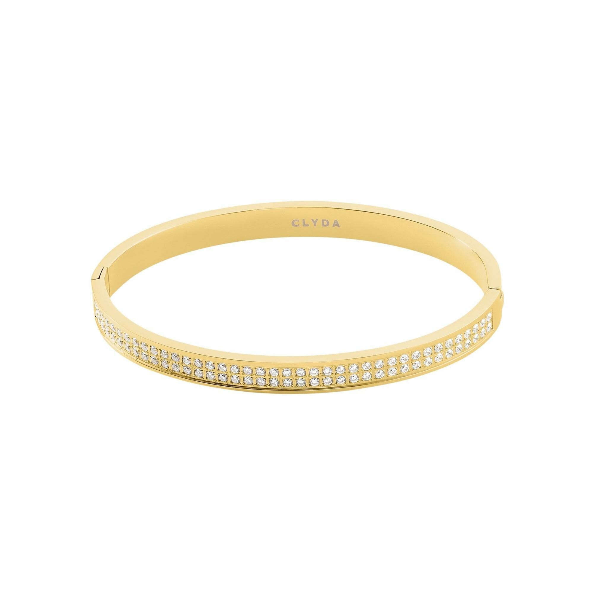 Bracelet jonc Clyda L'élégante en acier doré et oxyde de zirconium vue 1