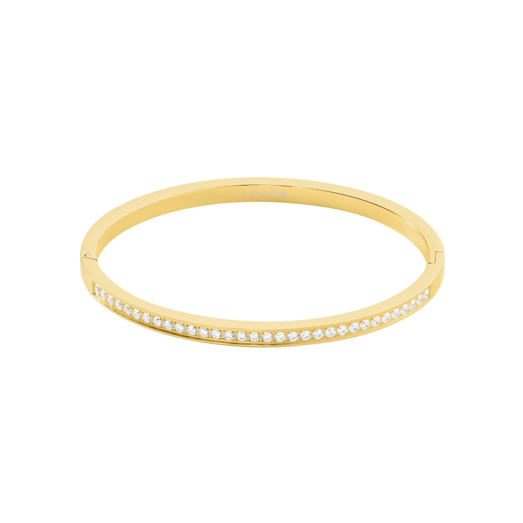 Bracelet jonc Clyda L'élégante en acier doré et oxyde de zirconium vue 1
