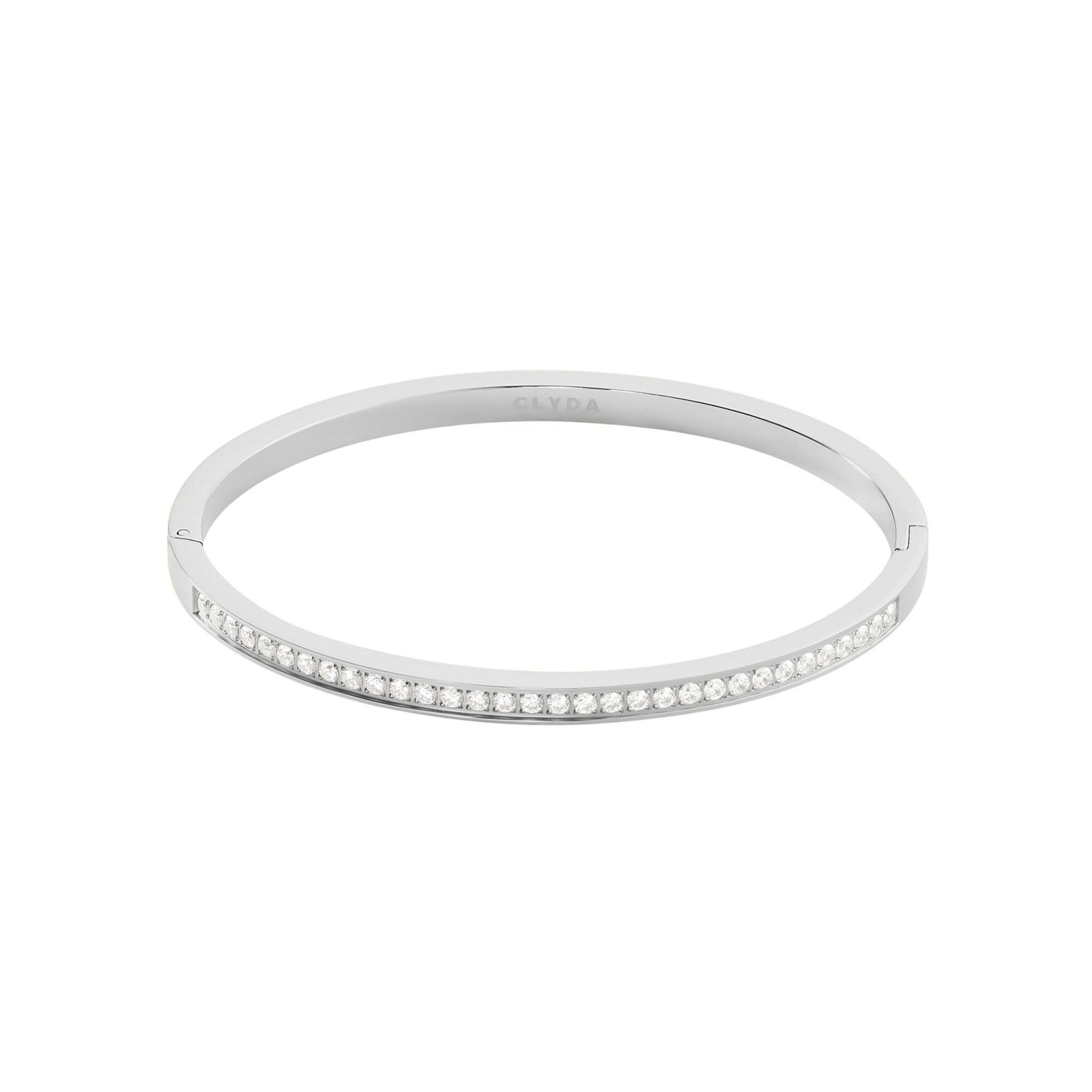 Bracelet jonc Clyda L'élégante en acier et oxyde de zirconium vue 1